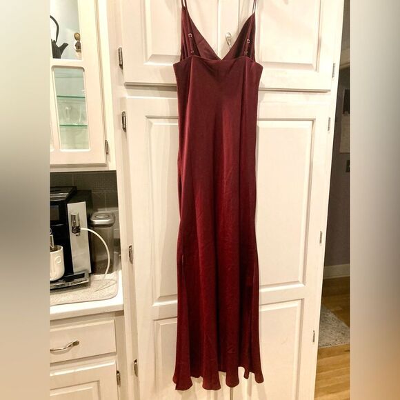 RESET by Jane Florence Satin Burgundy Cowl Neck Cami Slip Dress Size Large - Picture 6 of 16